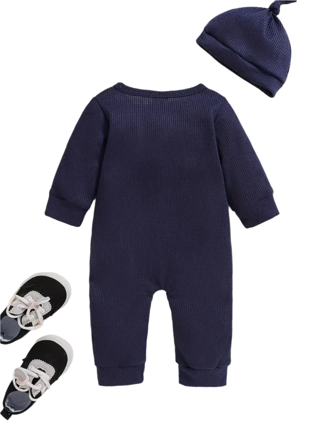 Blue Waffle Texture Romper with Hat, infant, clothing, baby
