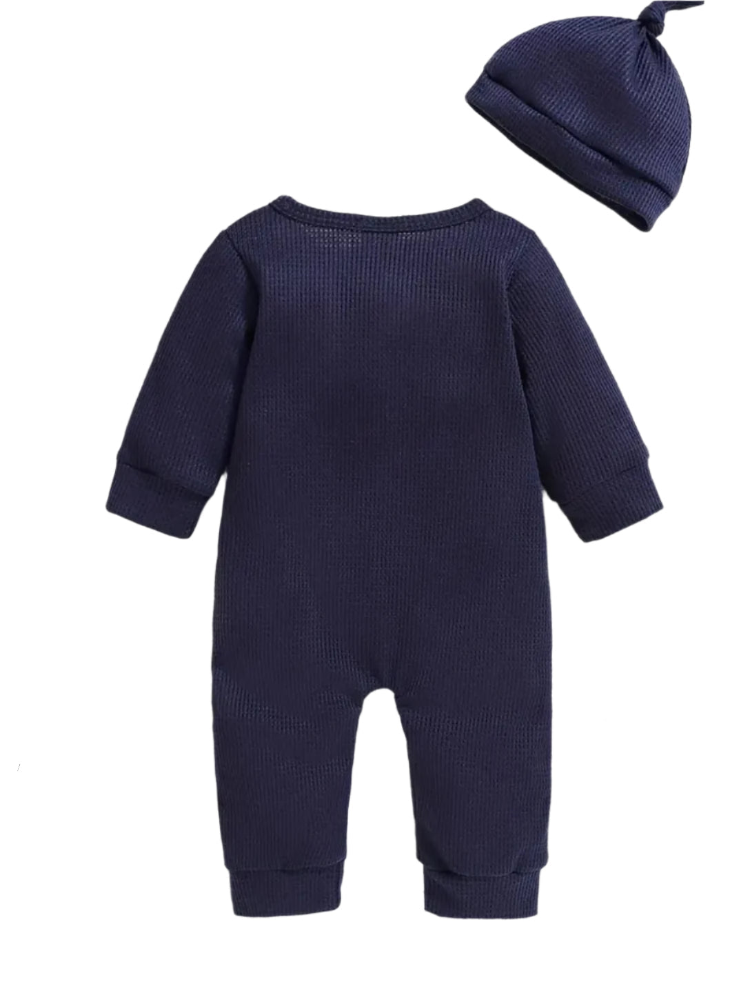 Blue Waffle Texture Romper with Hat, infant, clothing, baby