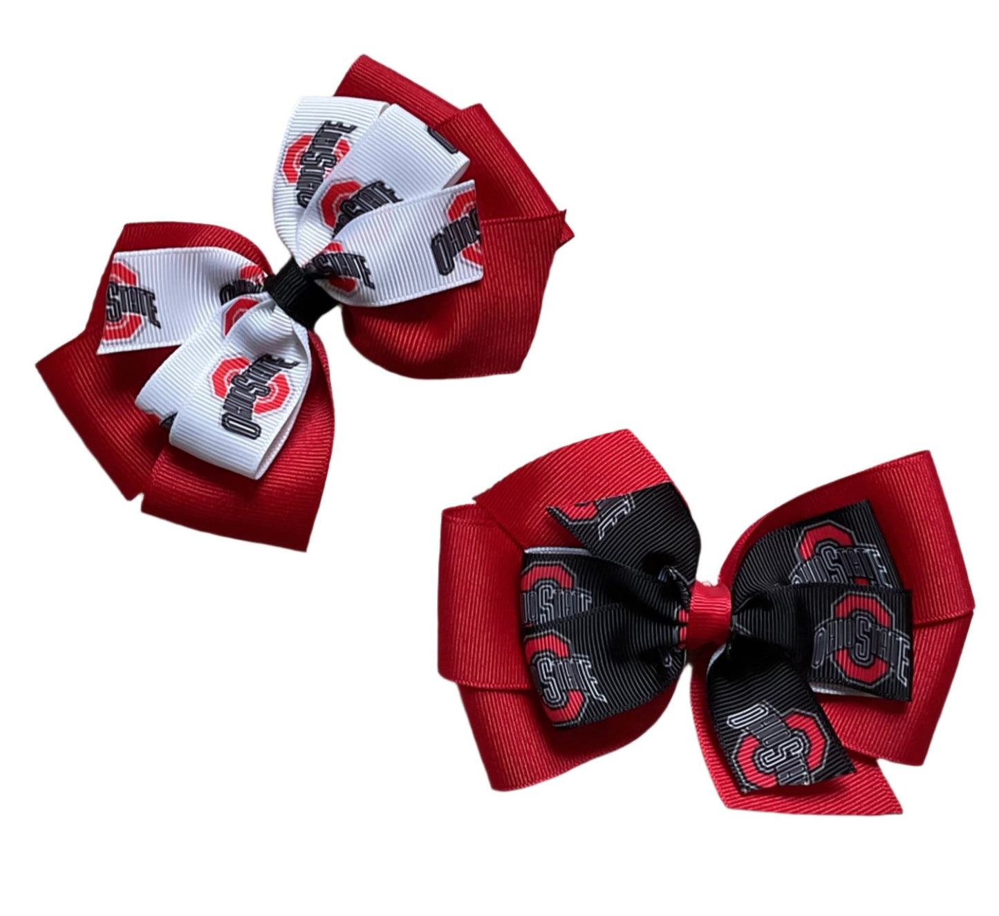 Collegiate Double Hair Bow, University, Ohio State, Buckeye