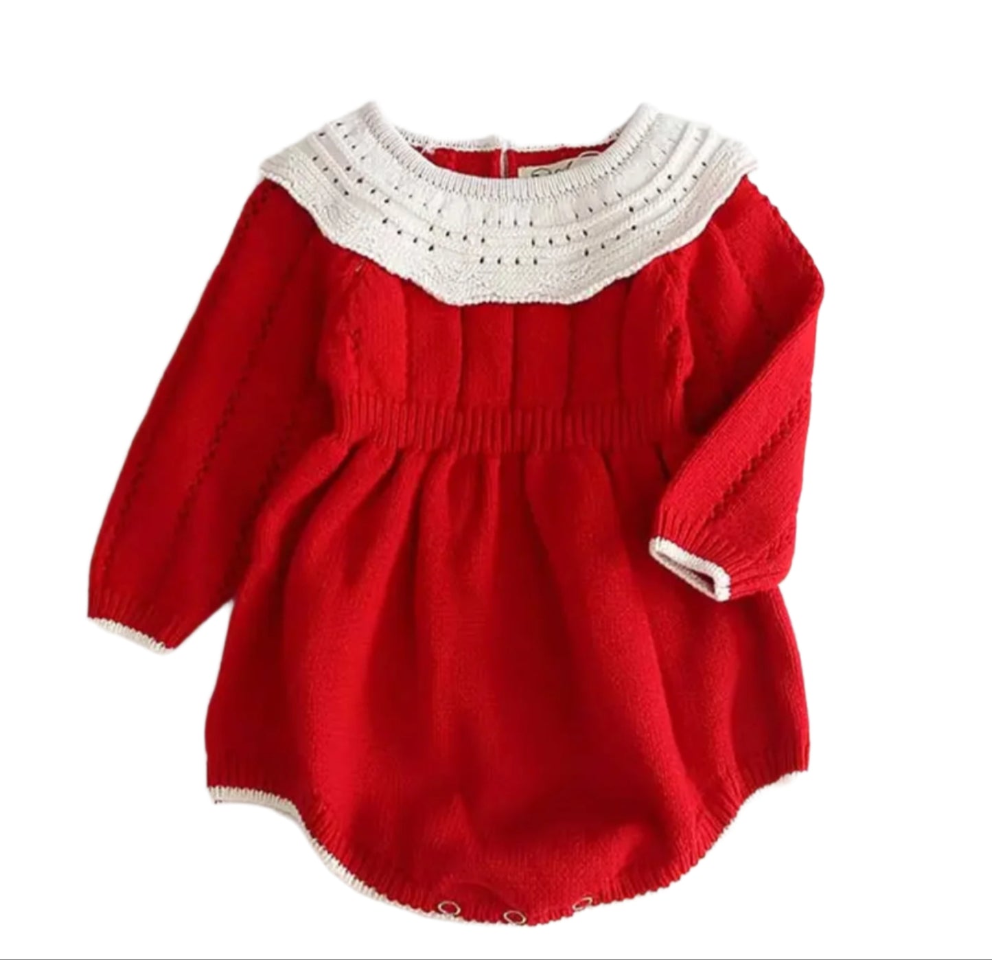 Red Knit Collared Romper, girl, baby, holiday, gift, onesie, Valentine's