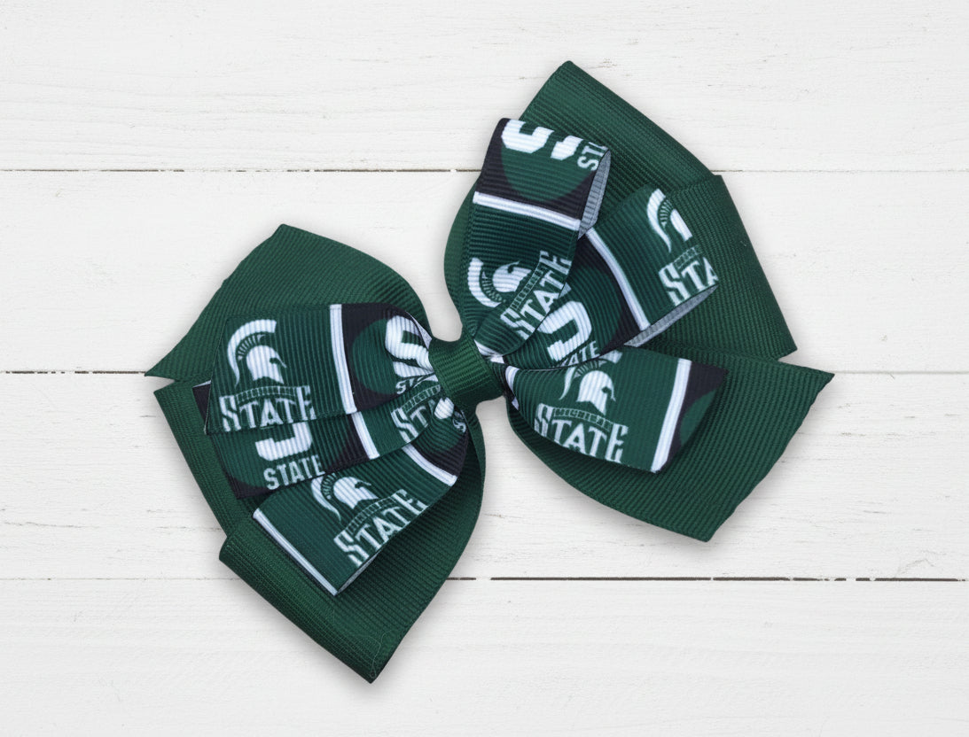 Collegiate Hair Bow, University, Michigan State, MSU