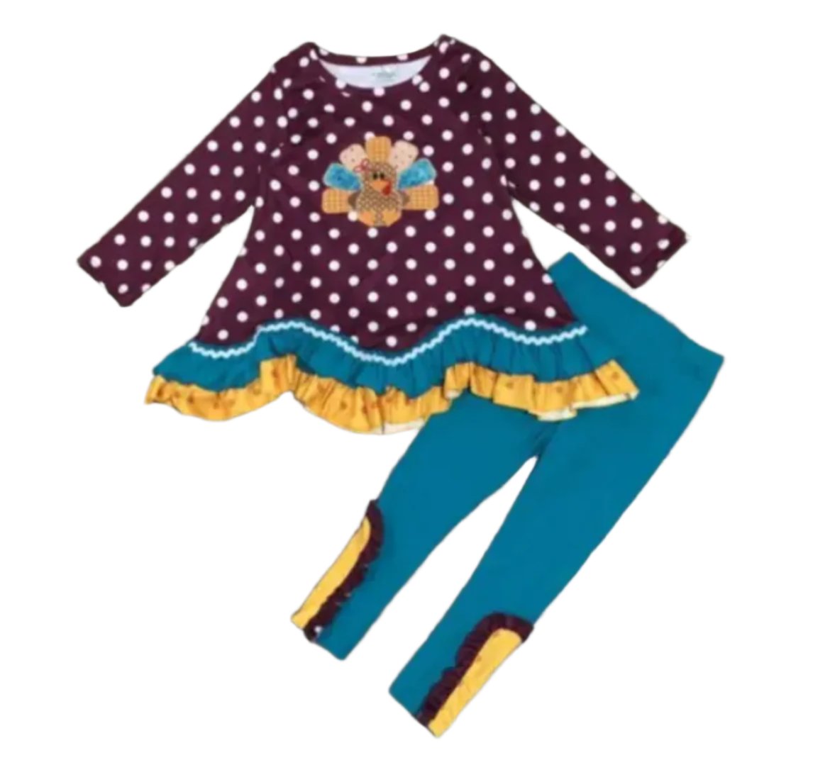 Polka Dot Turkey Ruffle Outgfit, girl, toddler, Fall