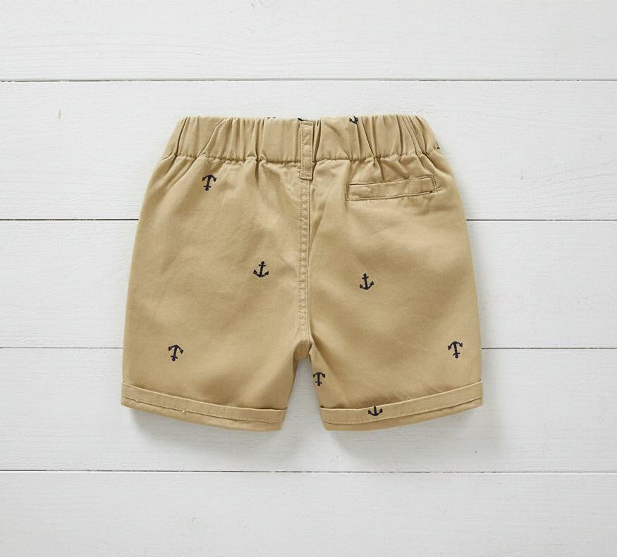 Khaki Nautical Shorts, kid, clothing, boy, anchor / SALE