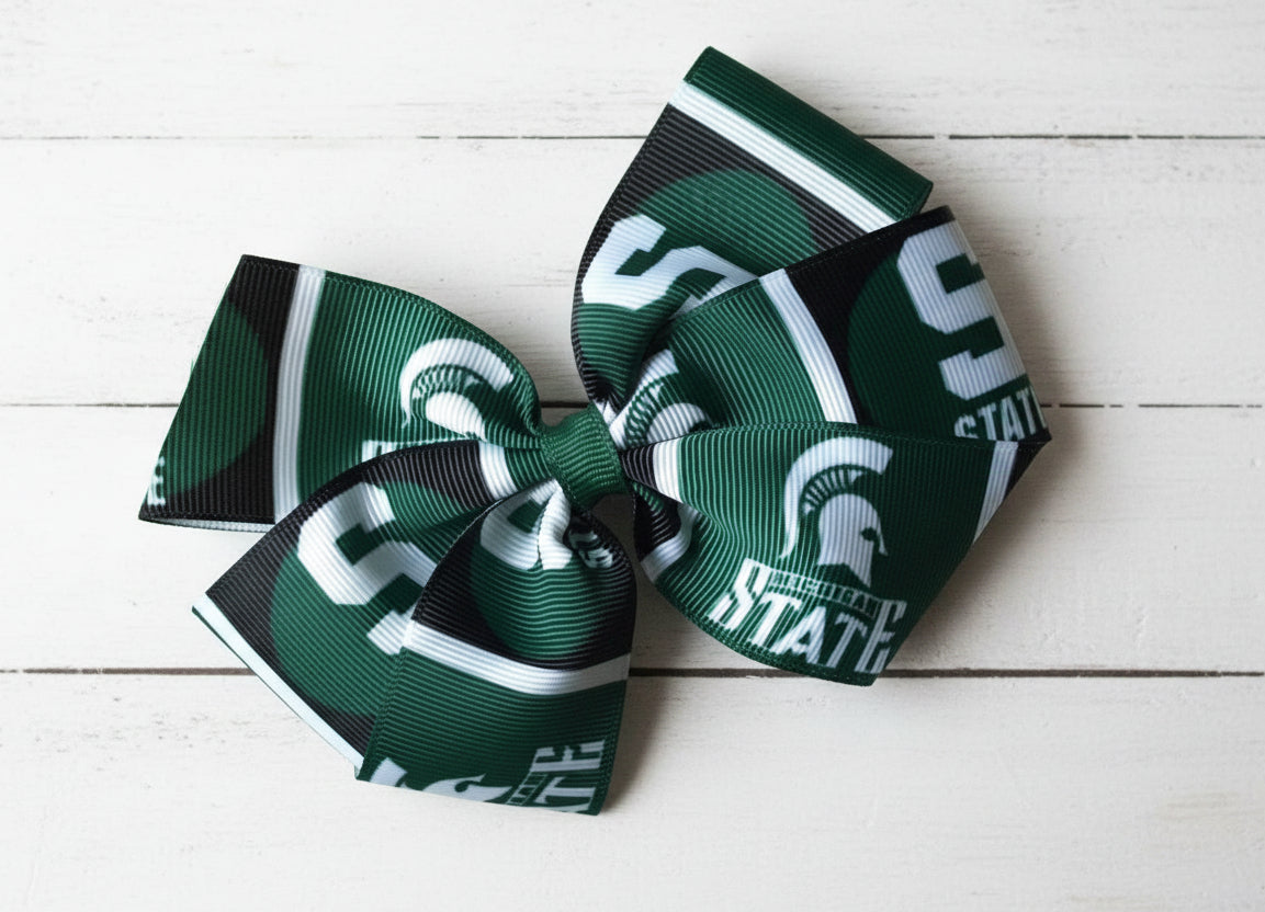 Collegiate Hair Bow, University, Michigan State, MSU, Spartan, girl