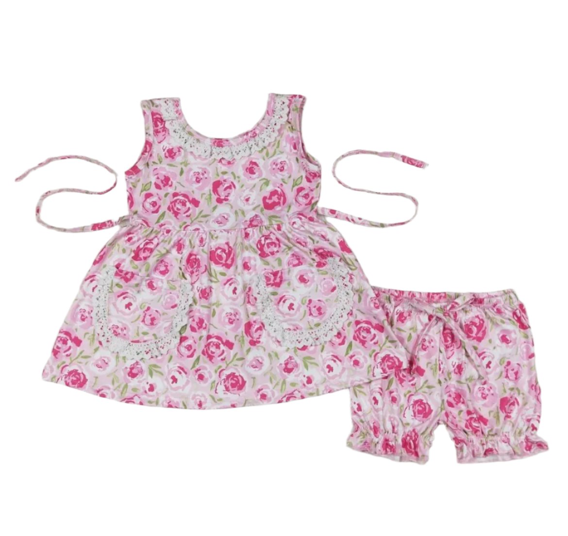 Pink Shabby Rose Toddler Short Set, Chic, Boutique, baby
