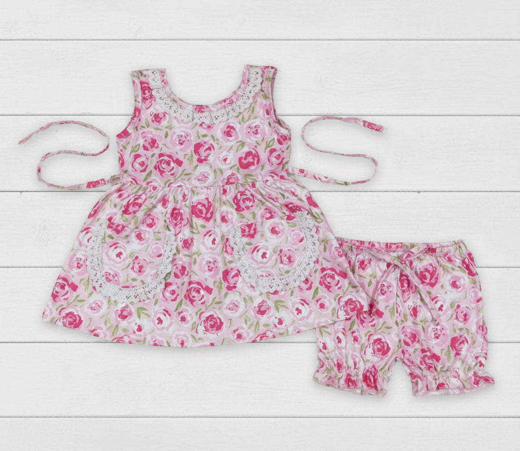 Pink Shabby Rose Toddler Short Set, Chic, Boutique, baby