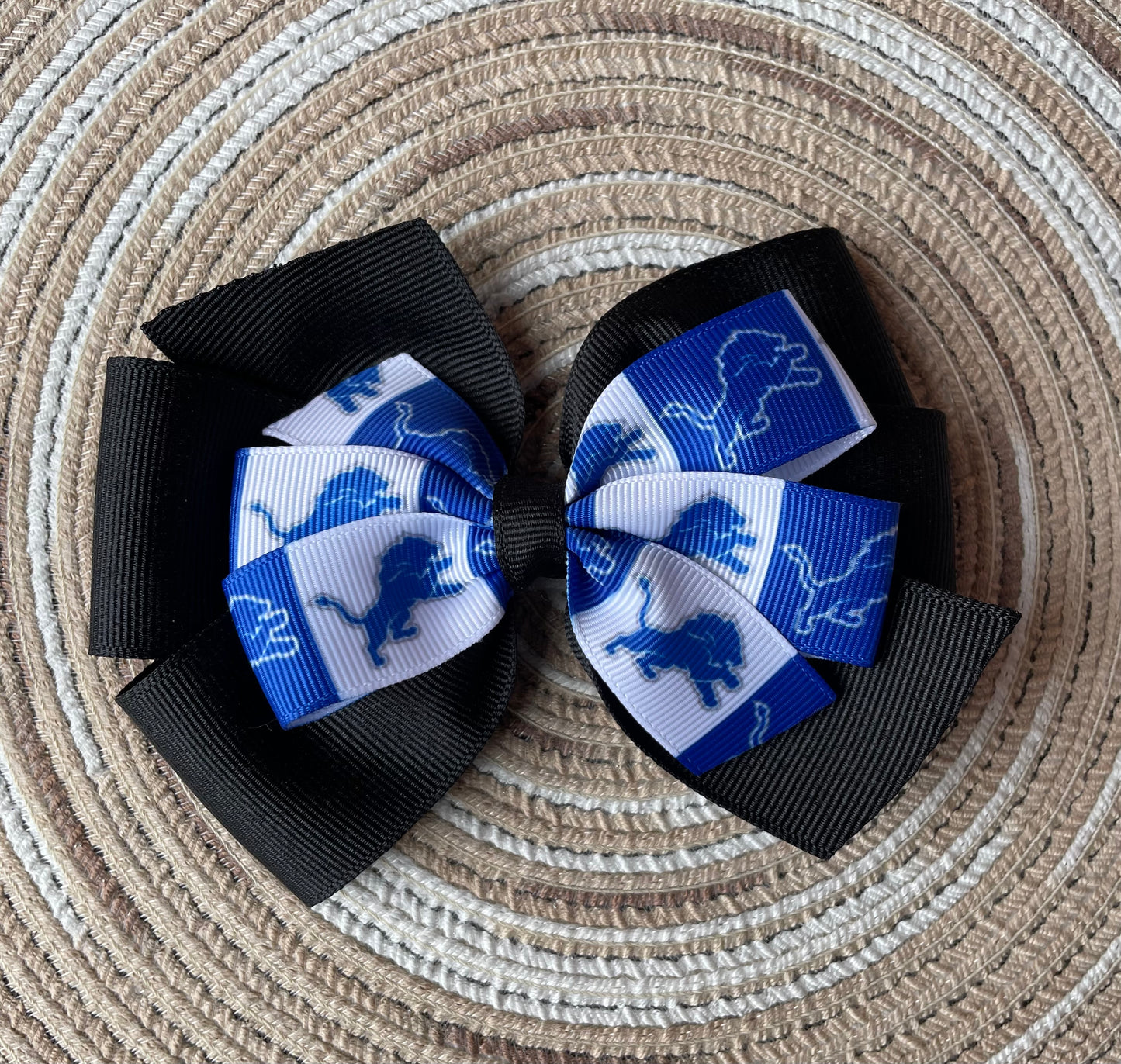 Detroit Lion's Black Hair Bow, football, kids, teen, adult, sports