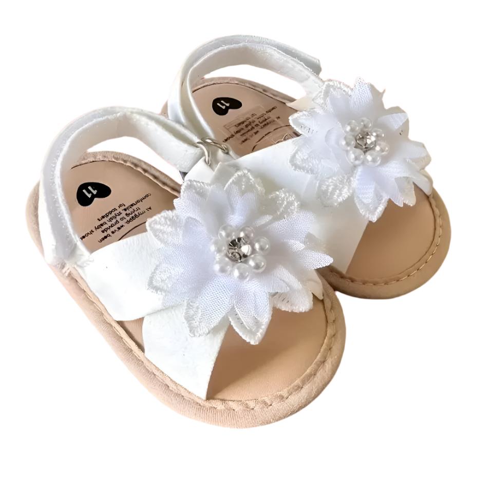 White Flower Sandals, shoes, baby, girl, Summer / SALE
