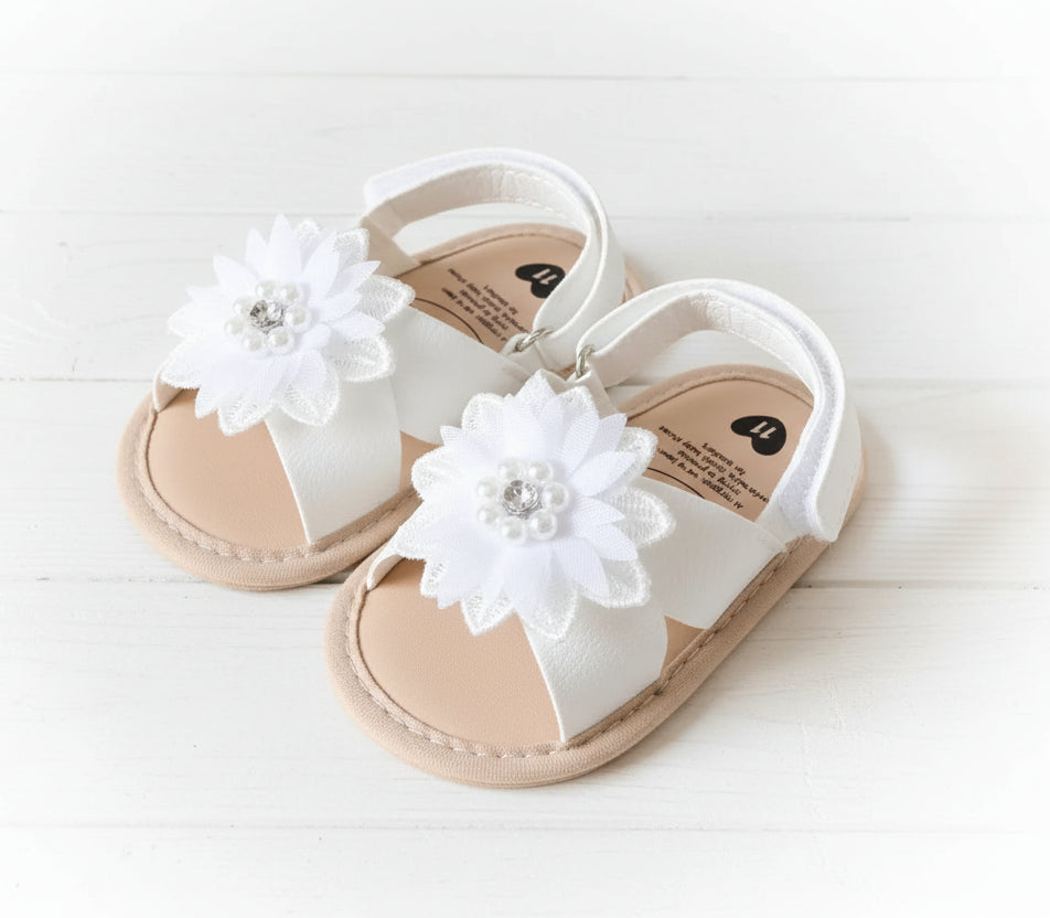 White Flower Sandals, shoes, baby, girl, Summer / SALE