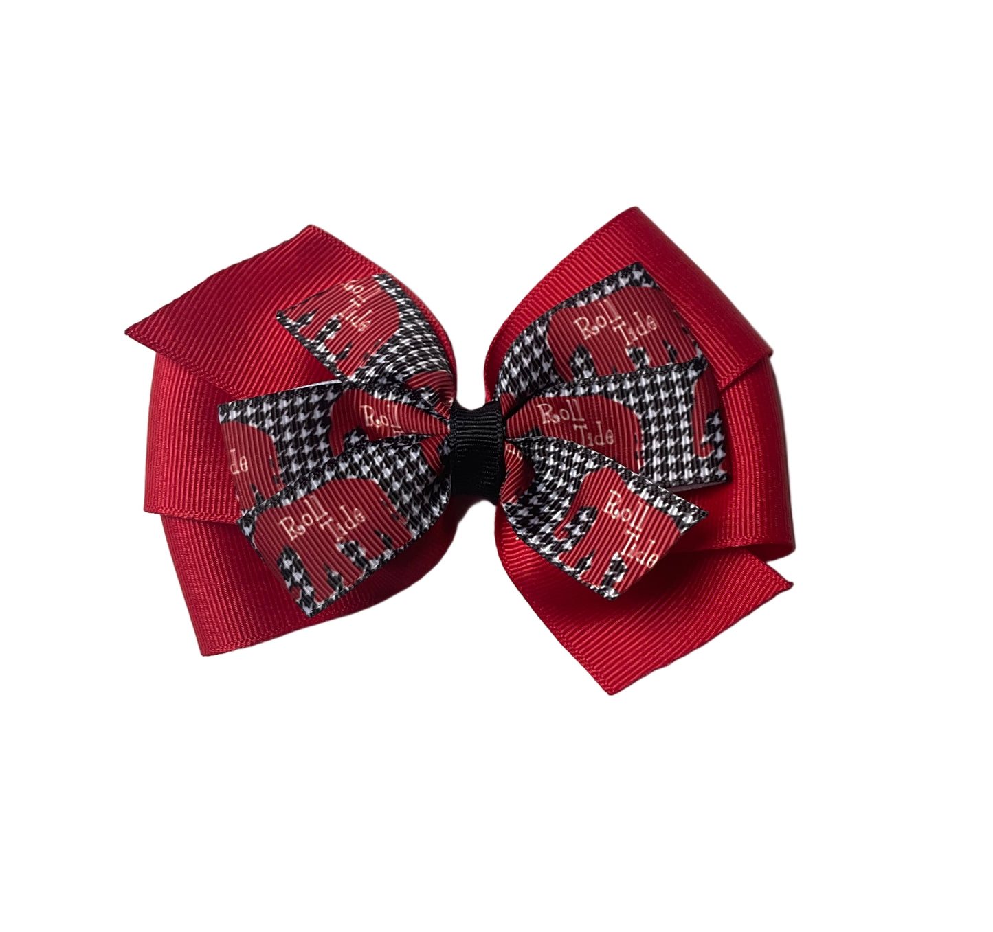 Collegiate Double Hair Bow, Alabama, Roll Tide
