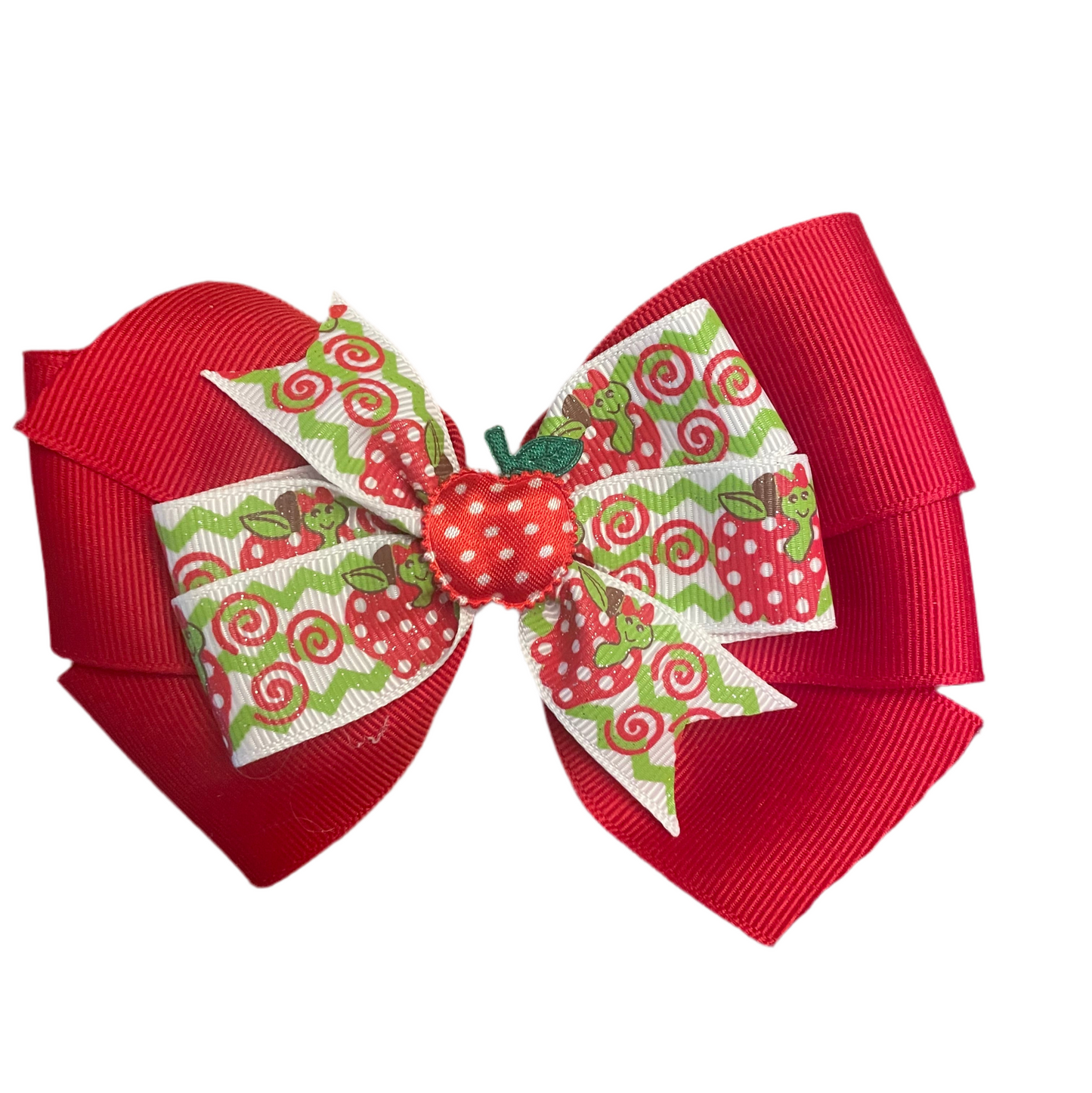 Teacher's Pet Hair Bow, girl, clip, Back to School, Apple