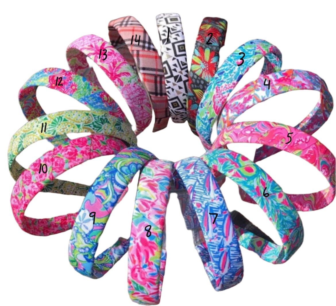 1" Palm Beach Print Headband, Preppy, Children, Adult