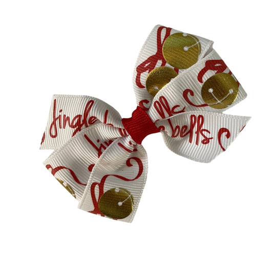 Jingle Bells Small Hair Bow, girl, holiday, Christmas