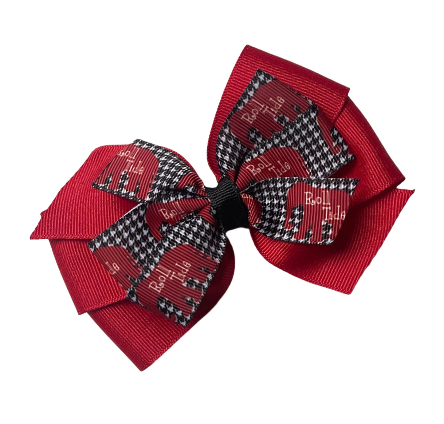 Collegiate Double Hair Bow, Alabama, Roll Tide