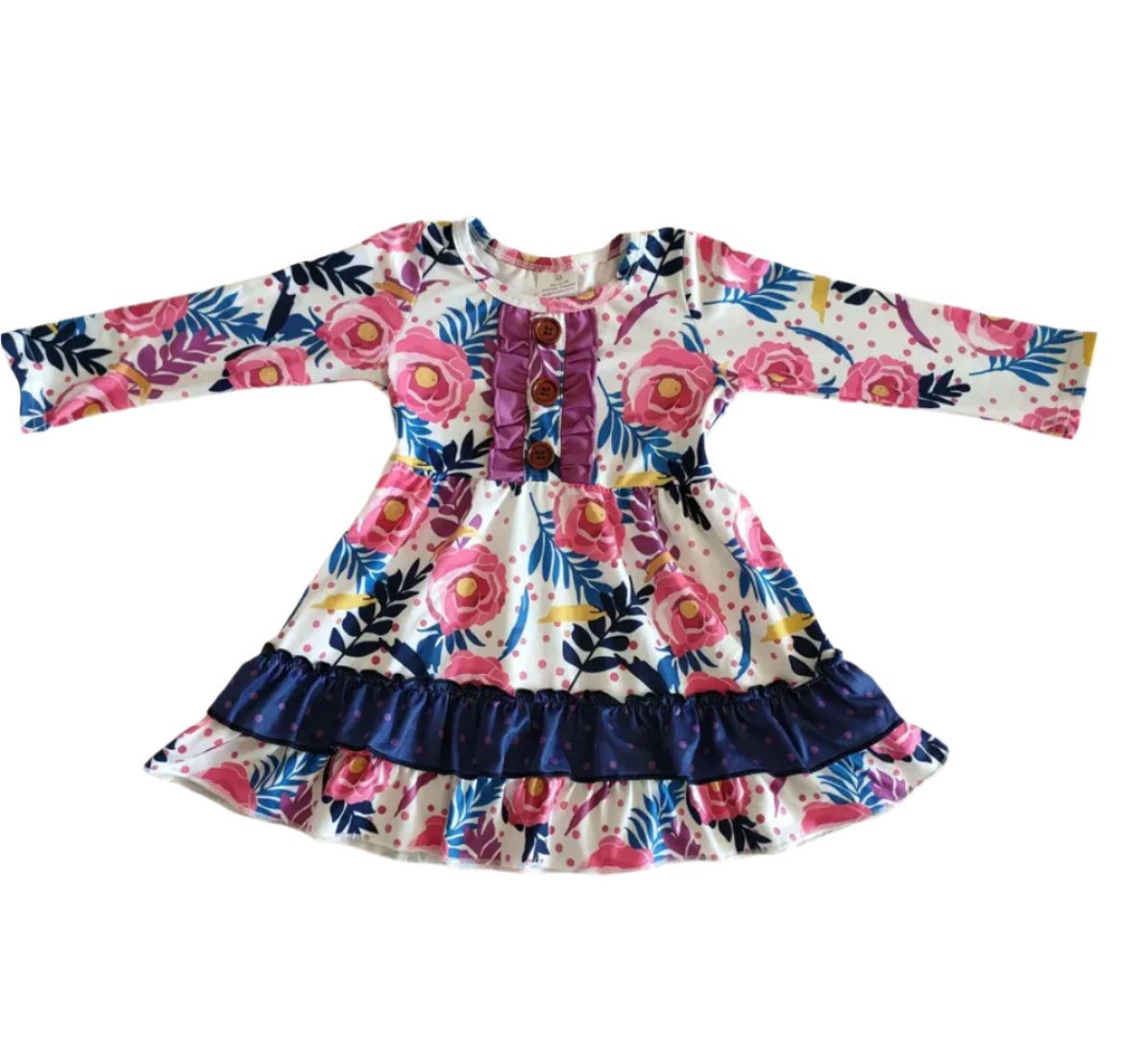 Girl's Rose Flower Dress, Milk Silk, kids, clothing