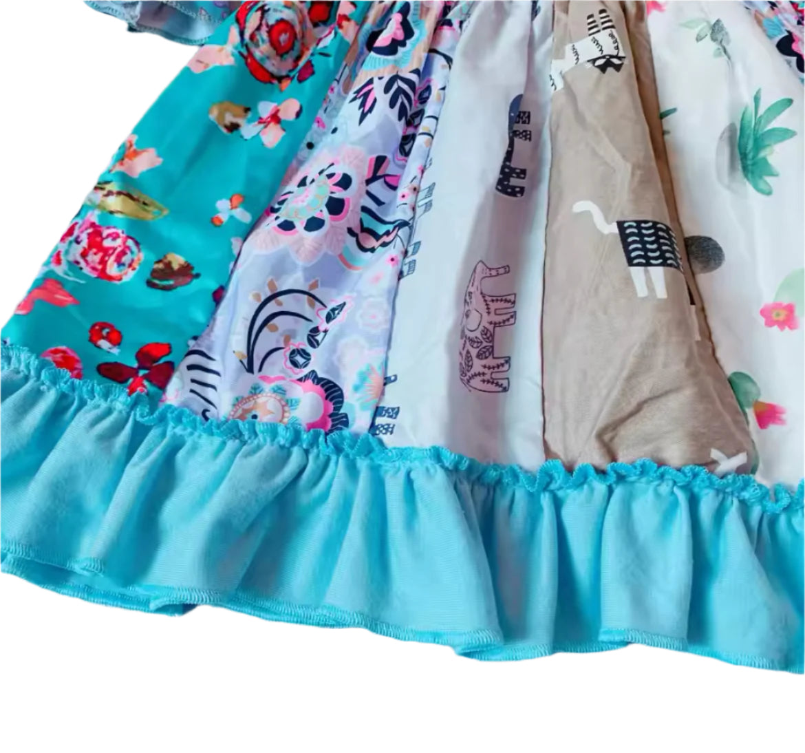 Boutique Elephant Frock Dress, Girl's, kids, apparel, ruffles, Milk Silk
