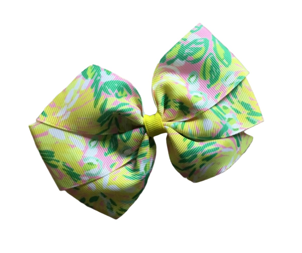 Yellow Chrysanthemum Hair Bow, resort, clip, girl, preppy