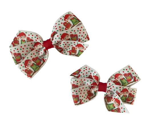 Polka Dot Elf Small Hair Bow, girl, holiday, Christmas, clip