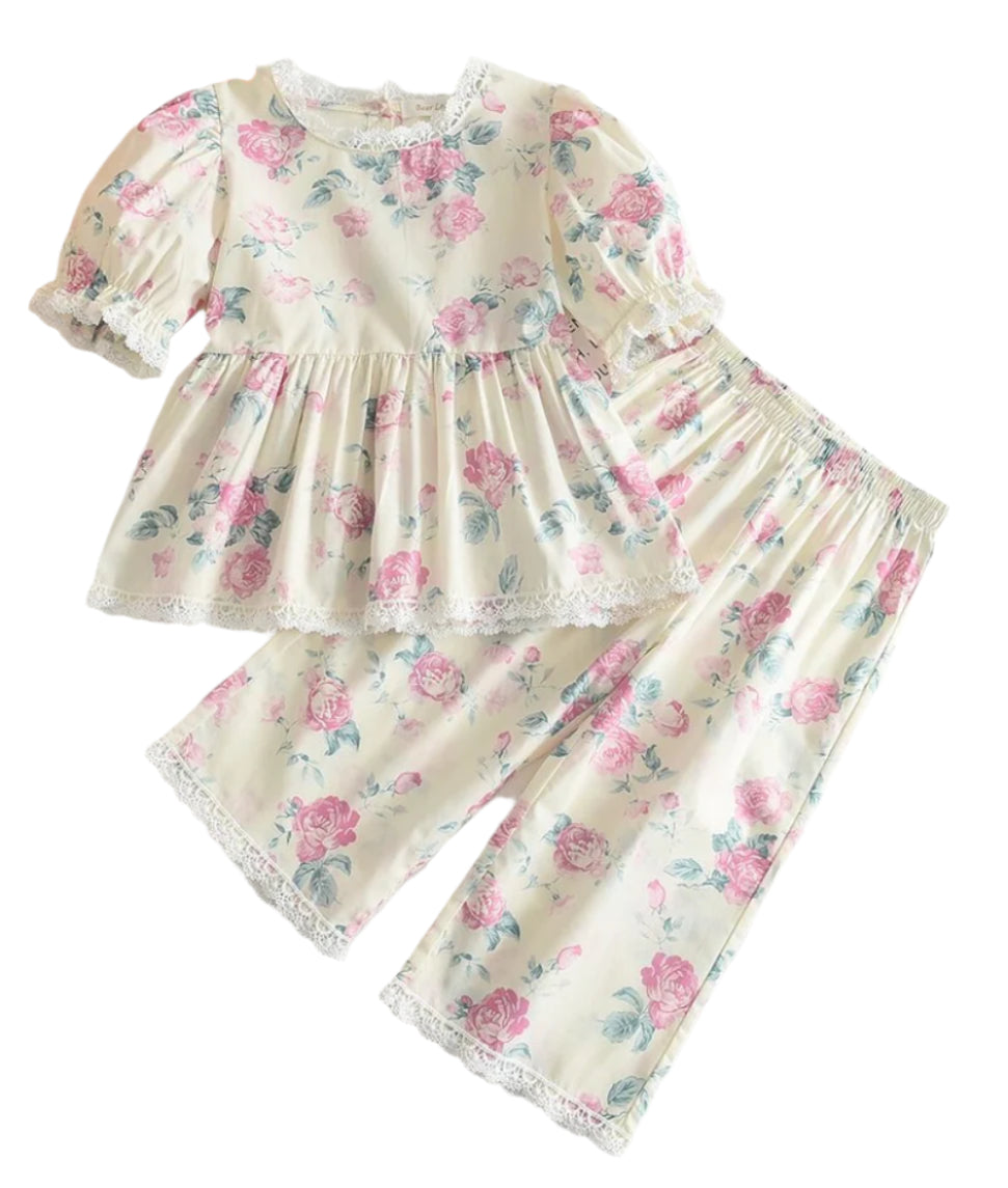 Shabby Chic Rose Outfit, girl, kids, set, Spring/Summer / SALE