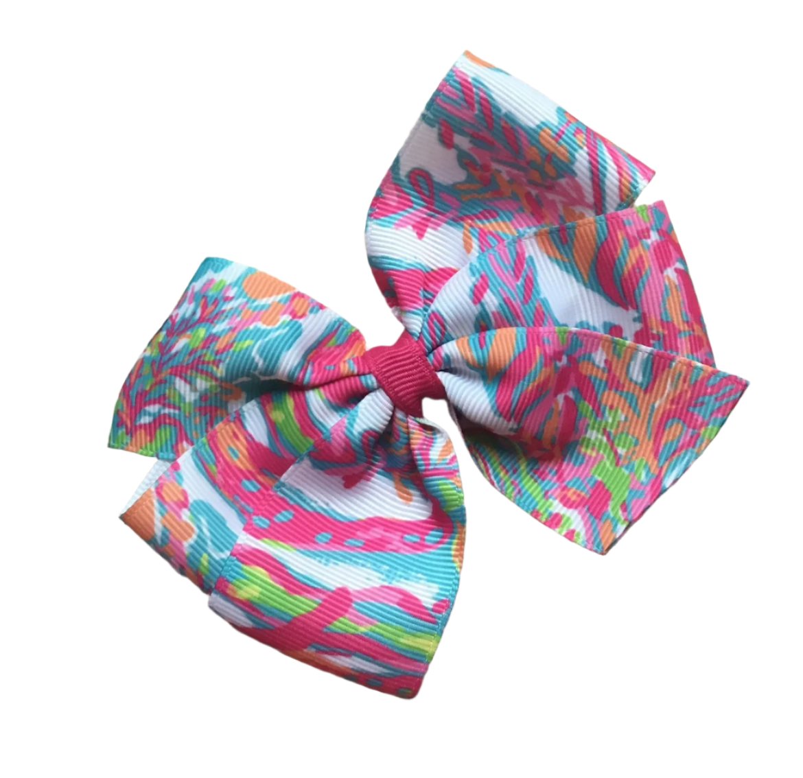 Colorful Coral Preppy Hair Bow, Scuba to Cuba, clip
