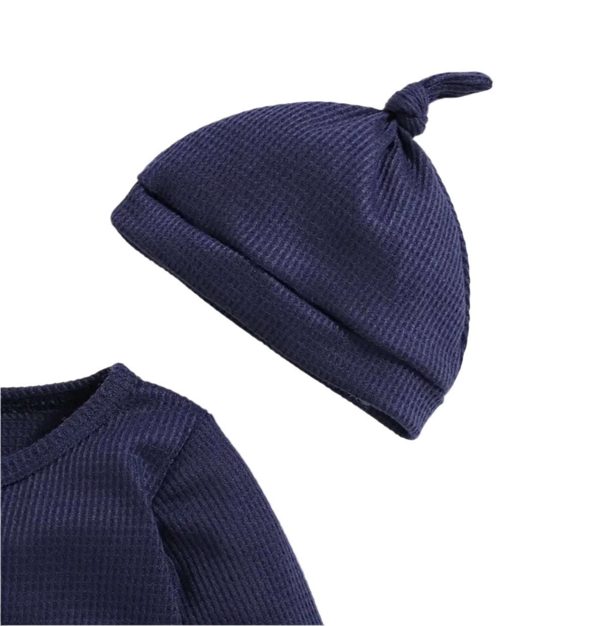 Blue Waffle Texture Romper with Hat, infant, clothing, baby