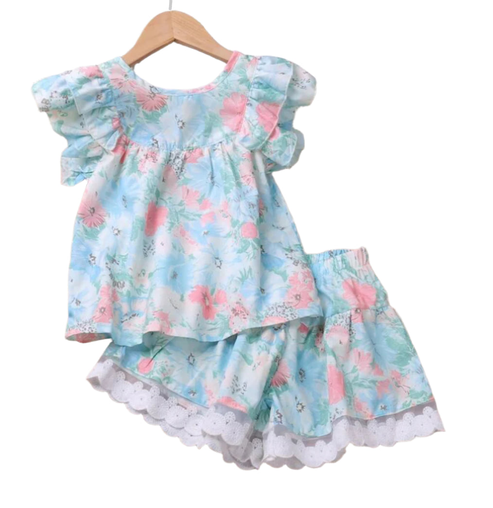 Shabby Chic Rose Short Set, girl, outfit, Spring/Summer, Easter, lace / SALE