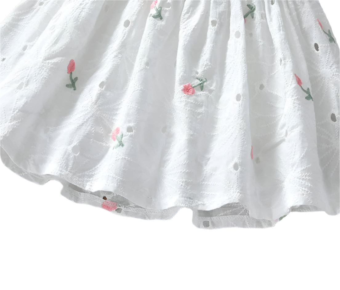 White Eyelet w/Roses Dress, girl's, Summer, kids, Easter
