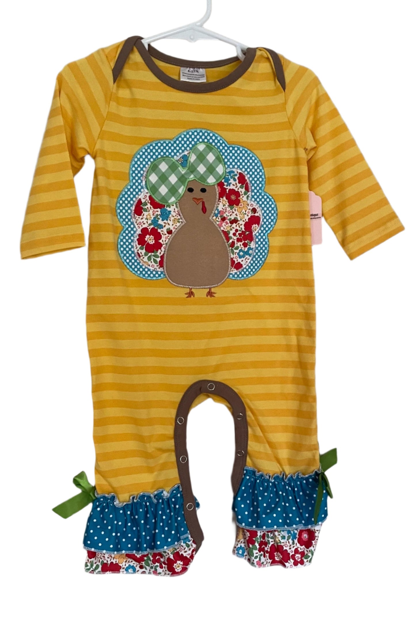 Patchwork Turkey Ruffle Romper, Baby, girl, Infant, Fall