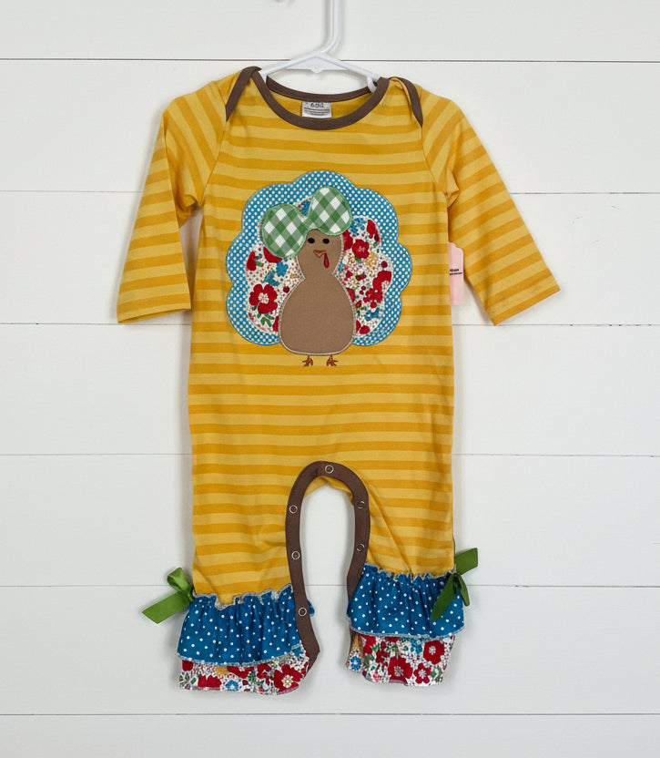 Patchwork Turkey Ruffle Romper, Baby, girl, Infant, Fall