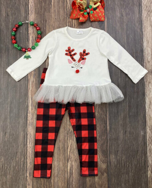 Sparkly Reindeer Tulle Outfit, girls, kids, holiday, set