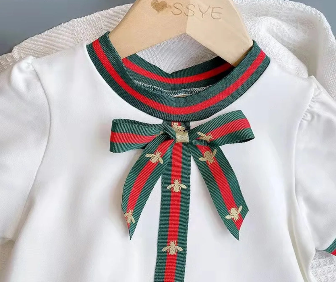 Black or White Preppy Bowknot Dress, girl, kids