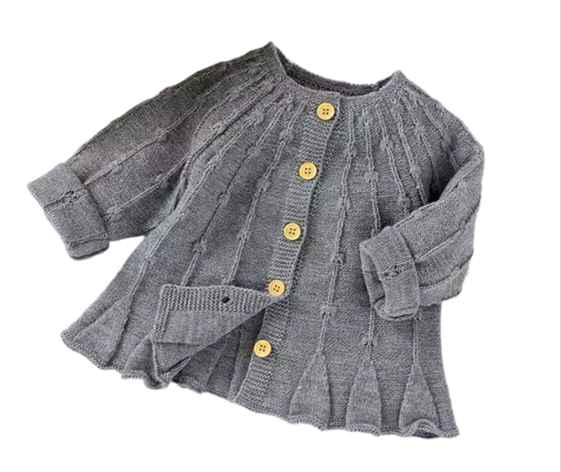 Knit Cardigan Sweater, girl, 3 Colors, Pink, Gray, Cream, infant, toddler, baby