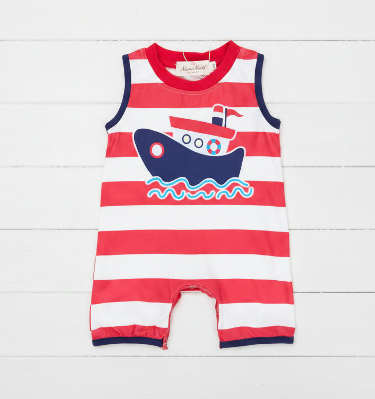 Tugboat Striped Romper, nautical, beach, baby, infant