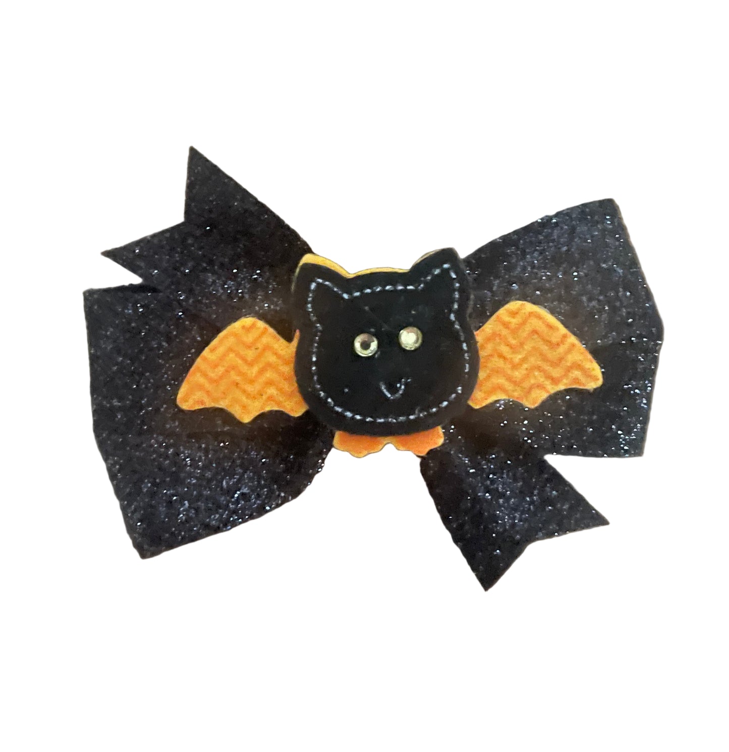 Black Glitter Bat Halloween Hair Bow, clip, girl, costume