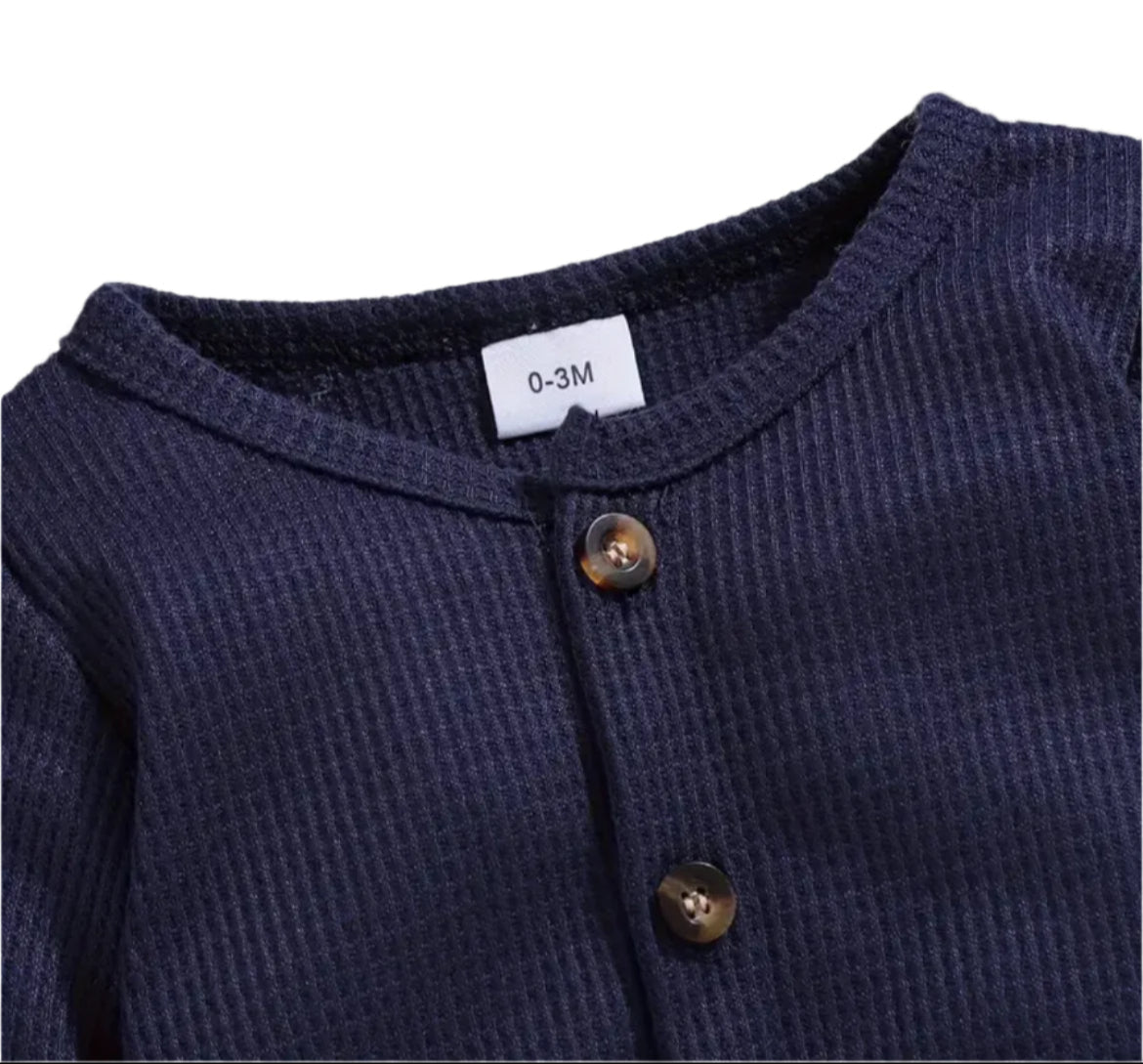 Blue Waffle Texture Romper with Hat, infant, clothing, baby