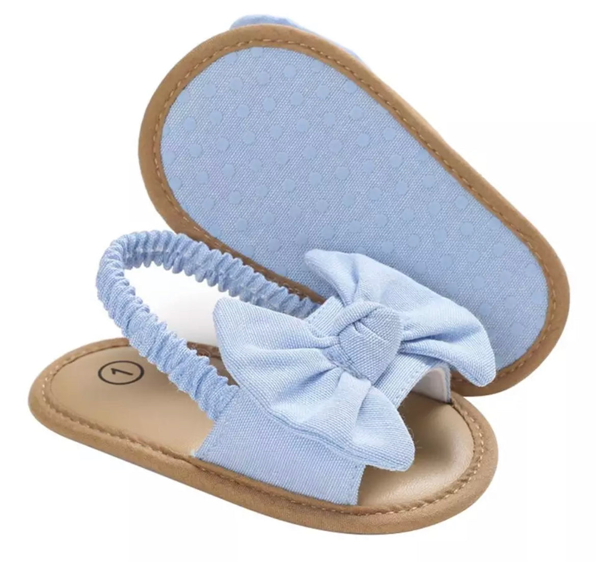Blue or Yellow Bow Sandal Walkers, baby, infant, girl, gift
