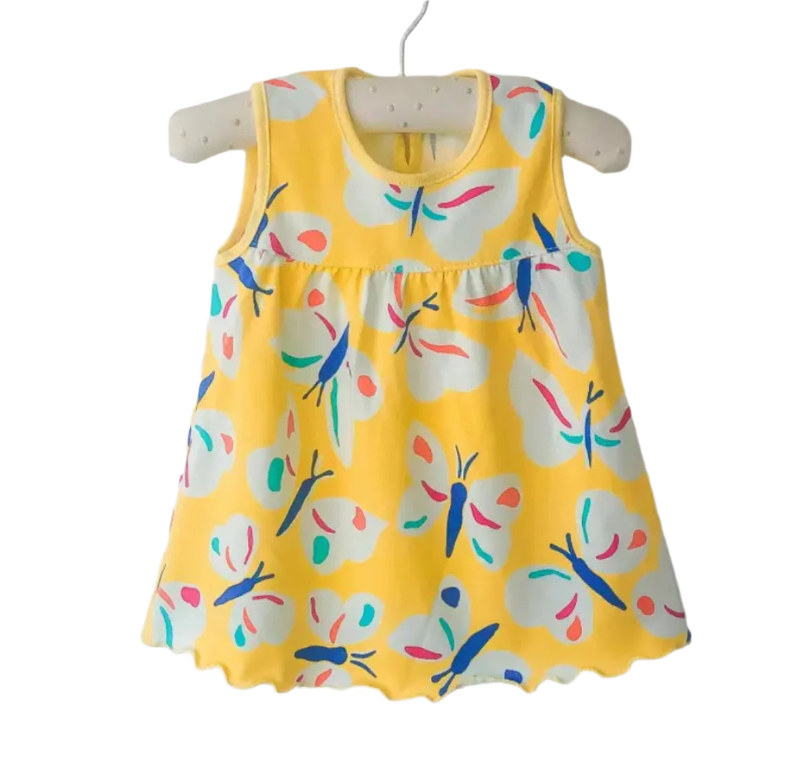 Yellow Butterfly Sleeveless Dress, girl, baby, toddler
