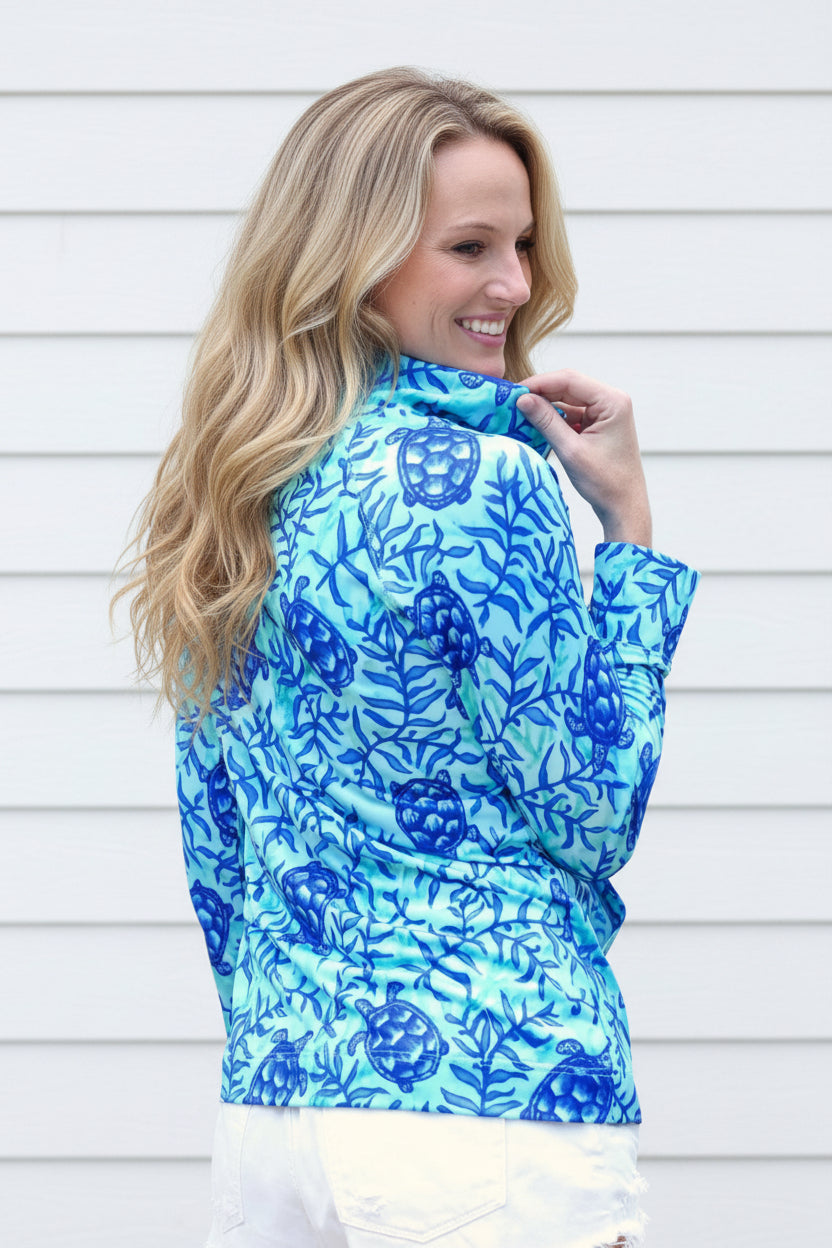 Adult Women's Turtle Cover 1/2 Zip Pullover, Knot Responsible, gift, juniors, ladies - SALE