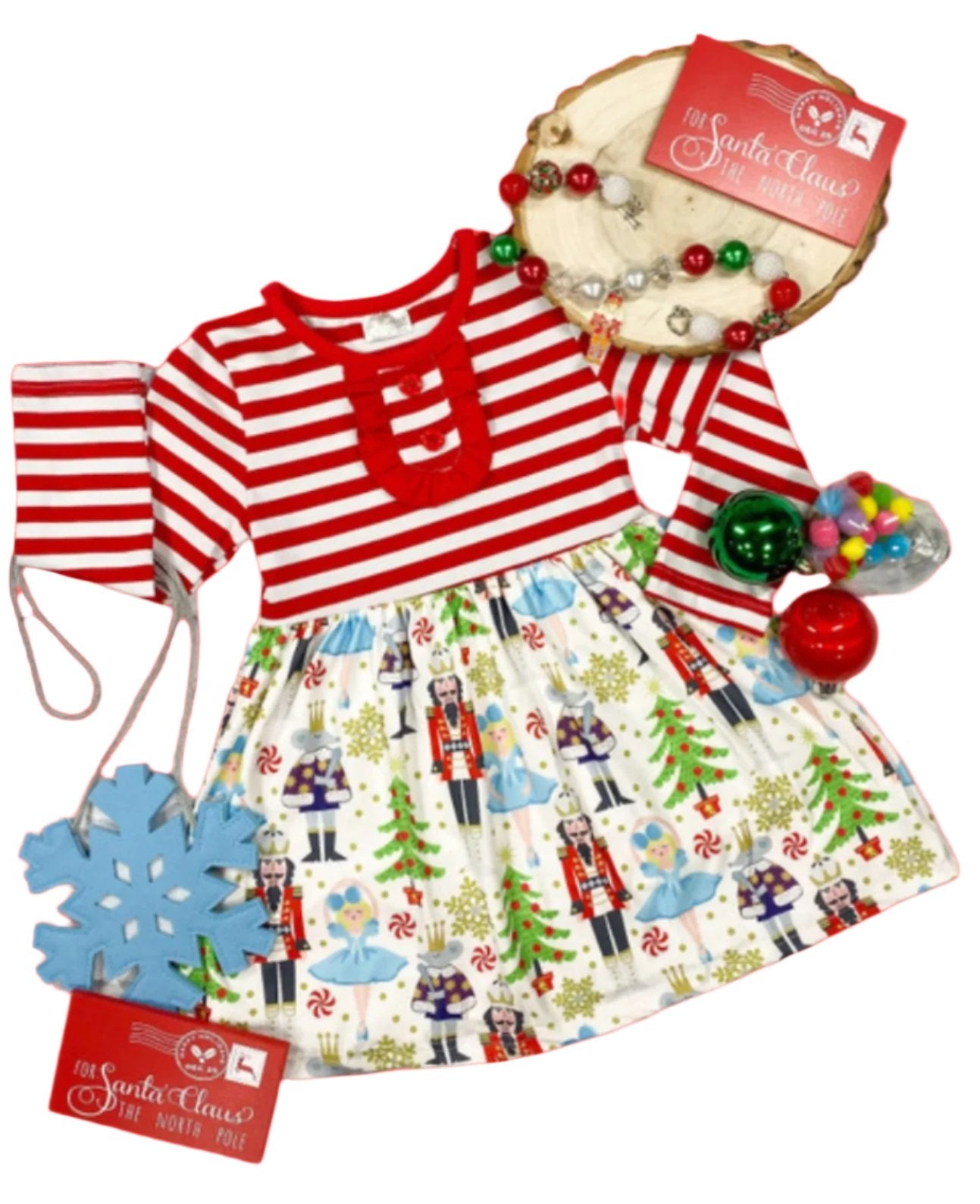 Striped Nutcracker Dress, Milk Silk, Christmas, Winter, Holiday