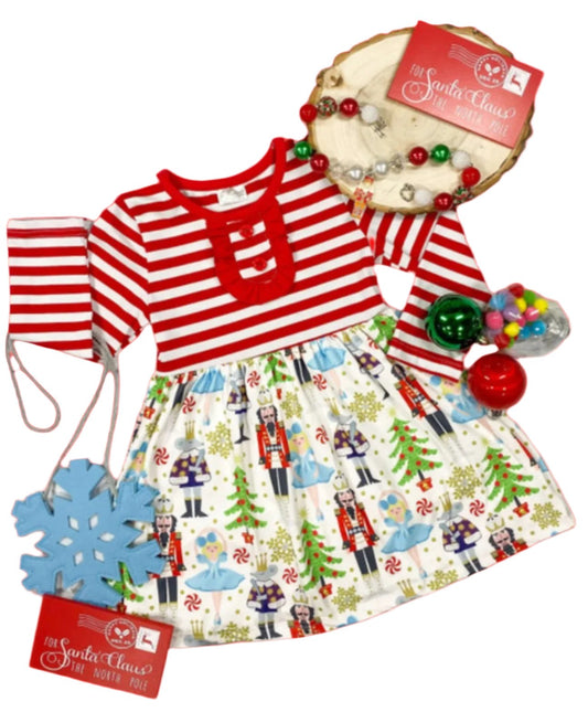 Striped Nutcracker Dress, Milk Silk, Christmas, Winter, Holiday