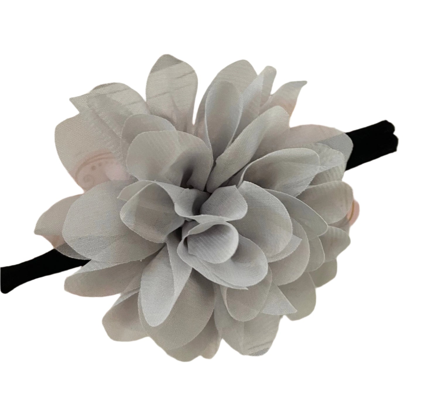 Silver Gray Flower Nylon Headband, baby, toddler, child