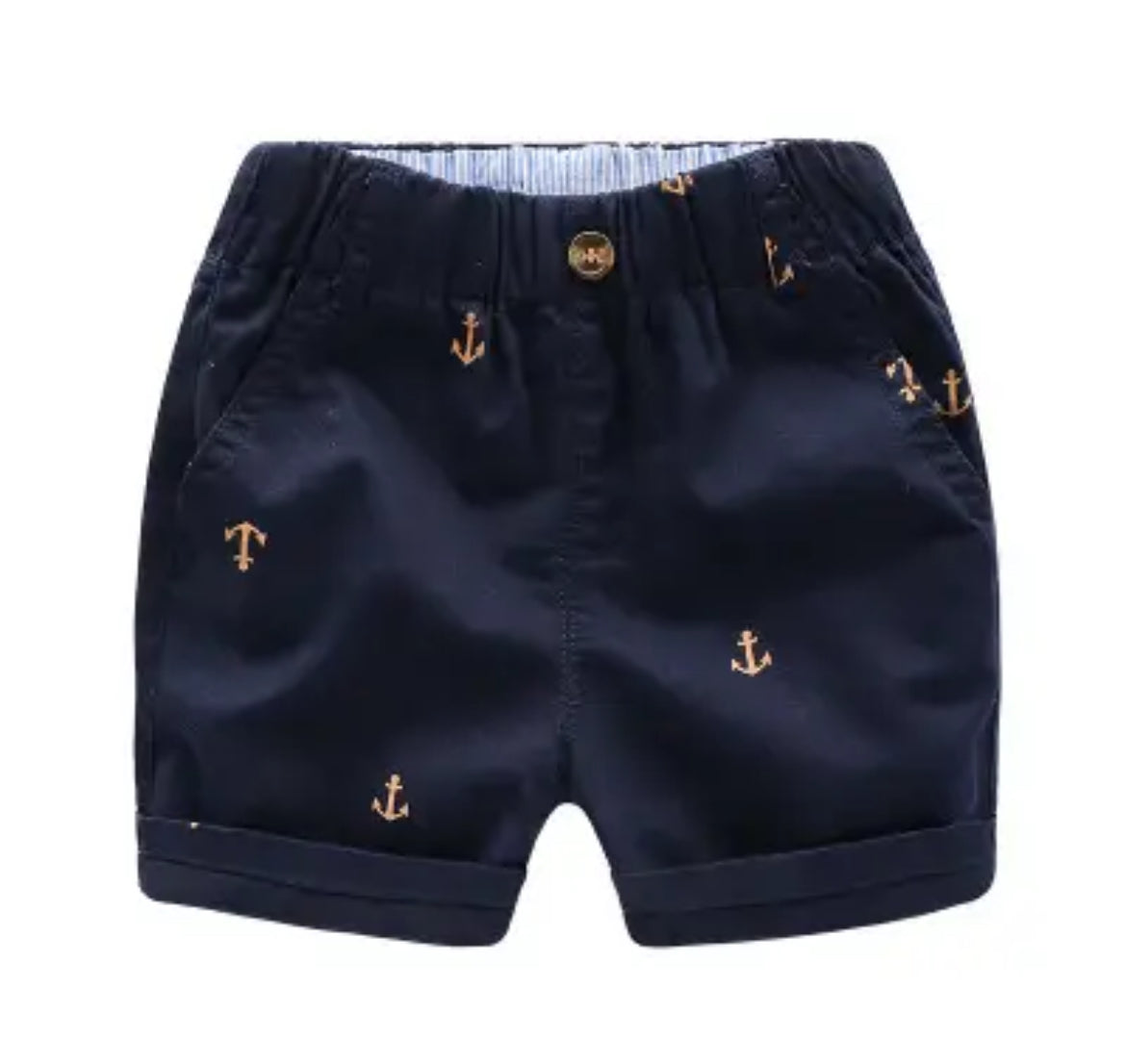 Dark Blue Nautical Shorts, Anchors, Cotton, kids, boy