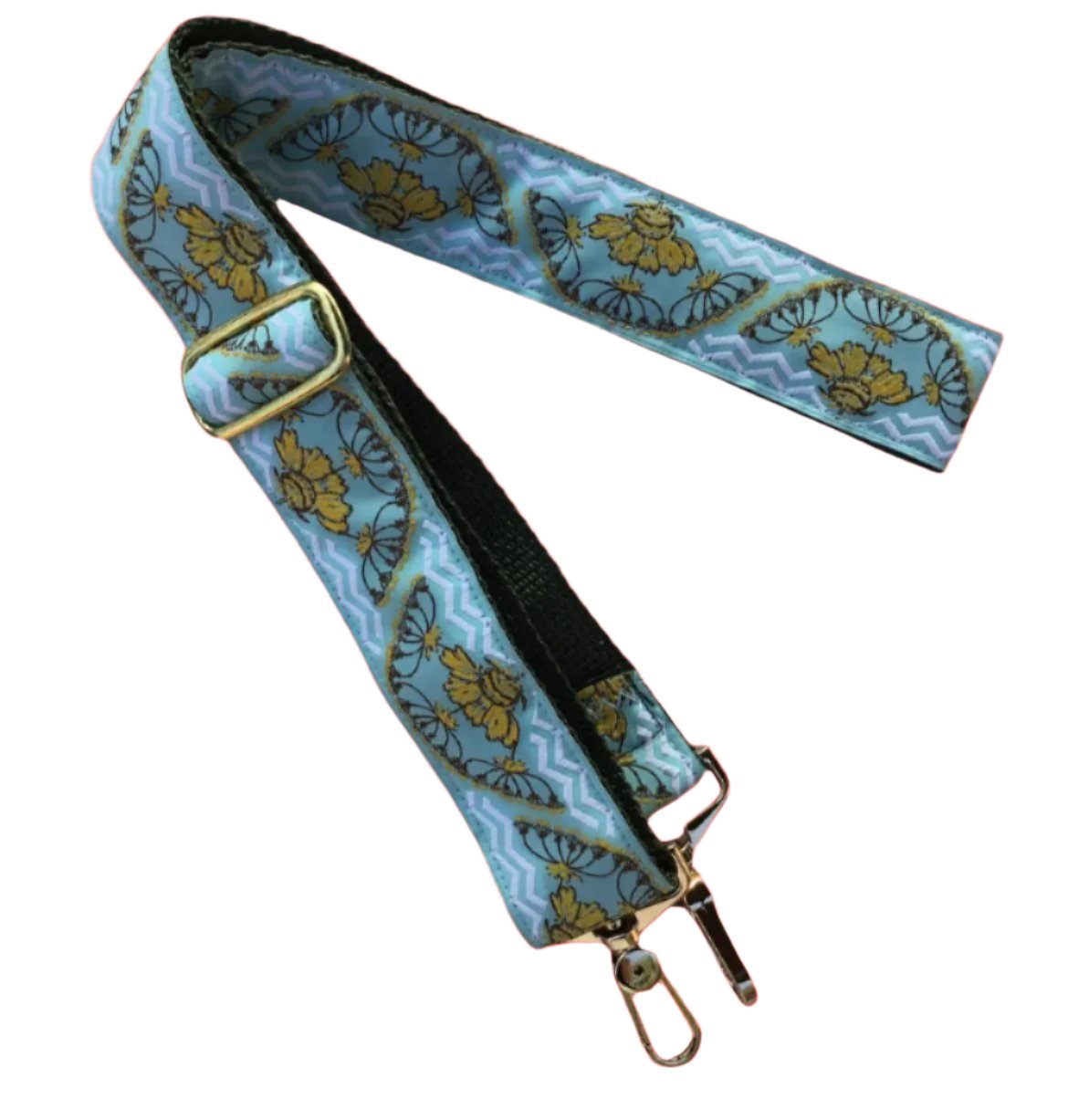 Blue & Gold Floral Purse/Instrument Strap, Crossbody, Violin, Gift