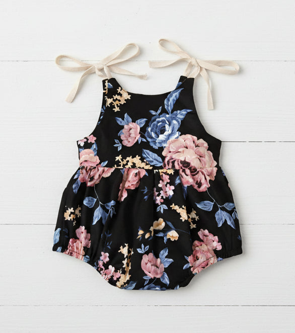 Navy Floral Romper, Infant, baby, girl, gift