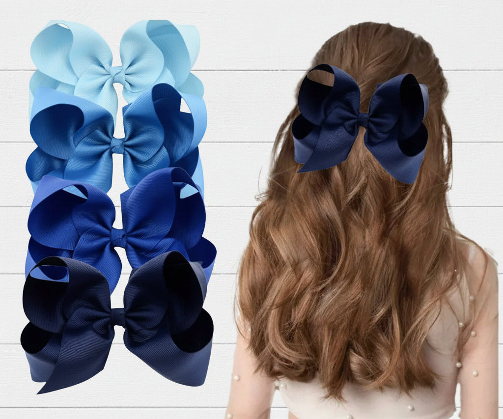 Boutique Loopy Hair Bow, Blue Hues, clip, girl