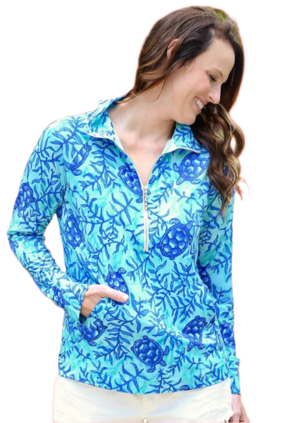 Adult Women's Turtle Cover 1/2 Zip Pullover, Knot Responsible, gift, juniors, ladies