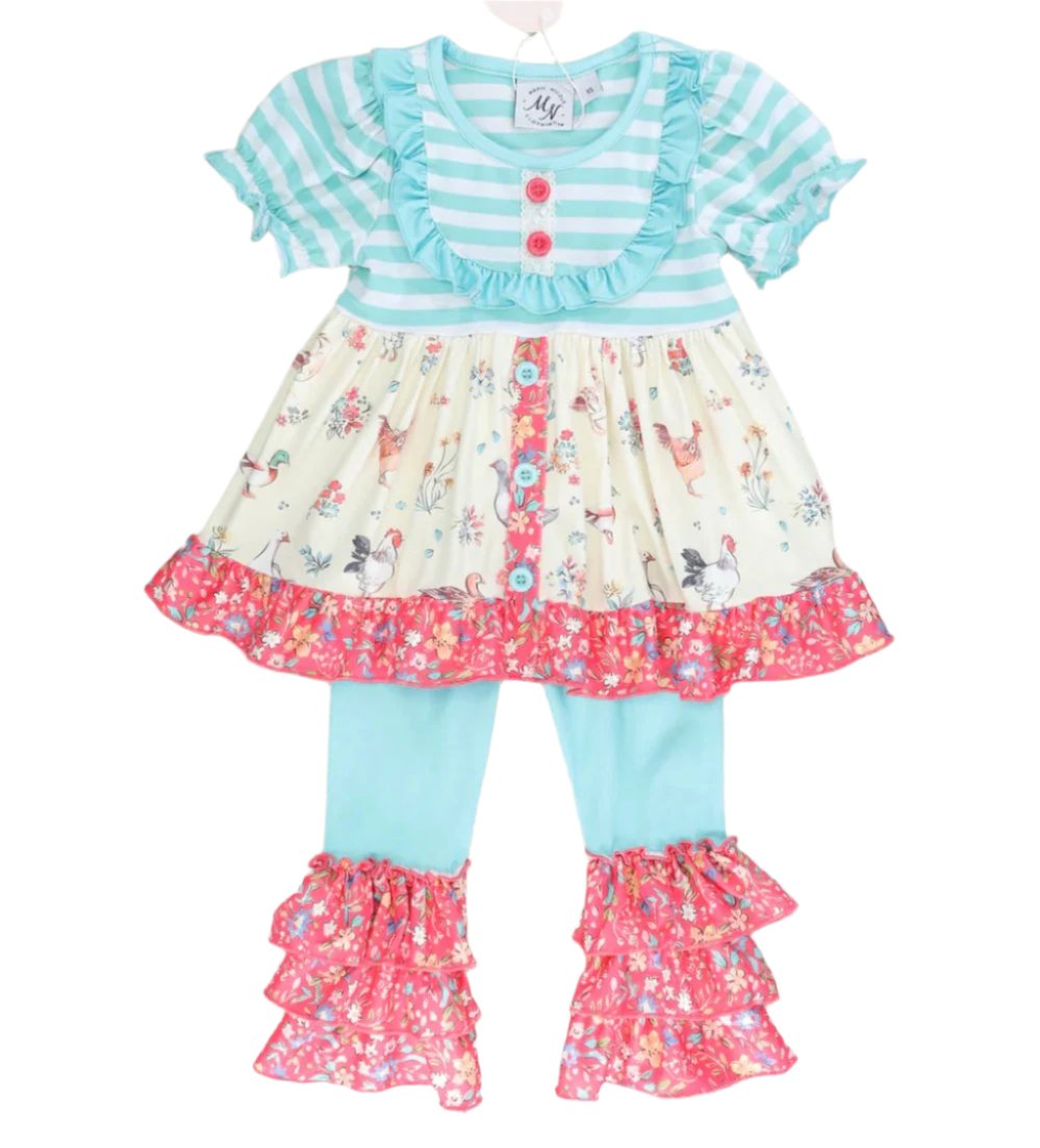 Barnyard Ruffle Outfit, kids, girl, set, leggings, SALE