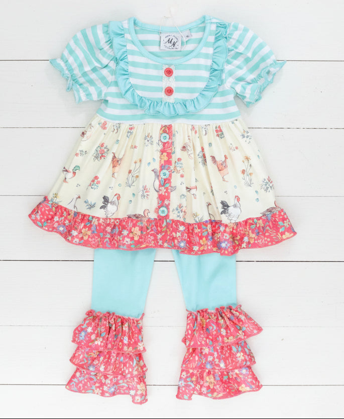 Barnyard Ruffle Outfit, kids, girl, set, leggings / SALE