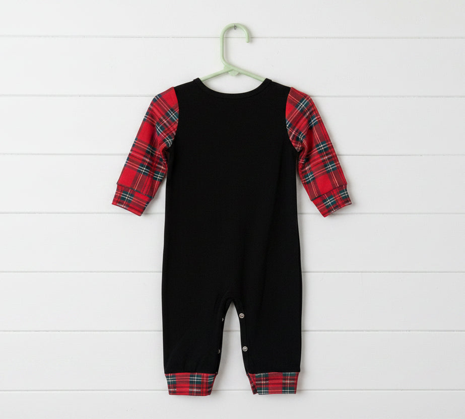 Buffalo Plaid Santa Romper, Baby, Infant, Winter, holiday, unisex