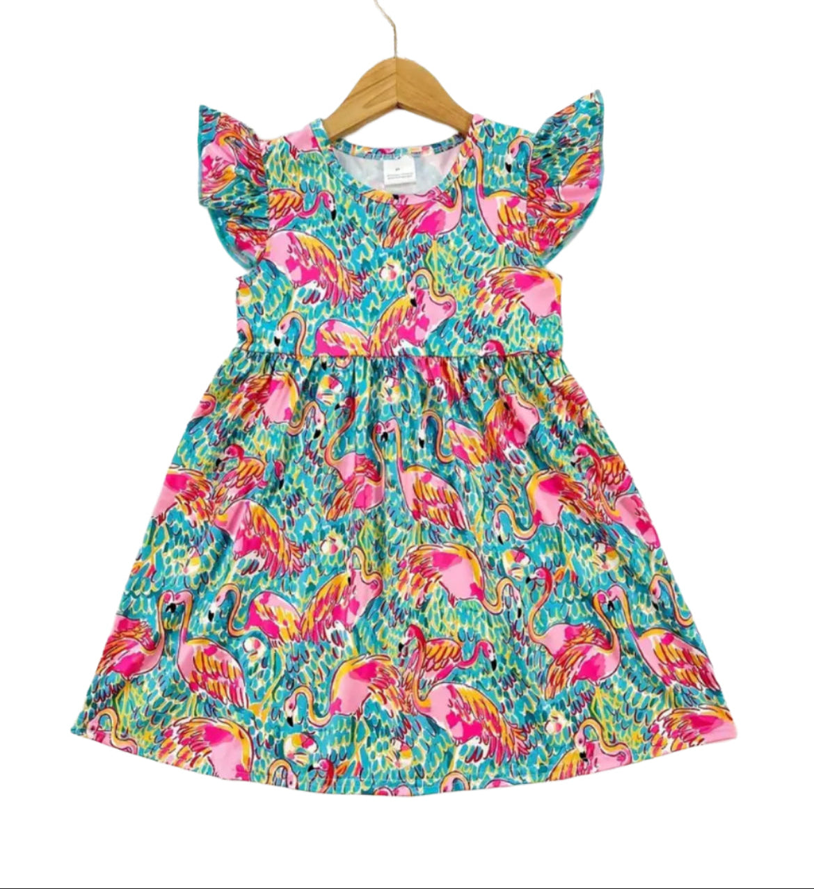 Flamingo Flutter Sleeve Dress, girl, kids, Peel N Eat, Back to School